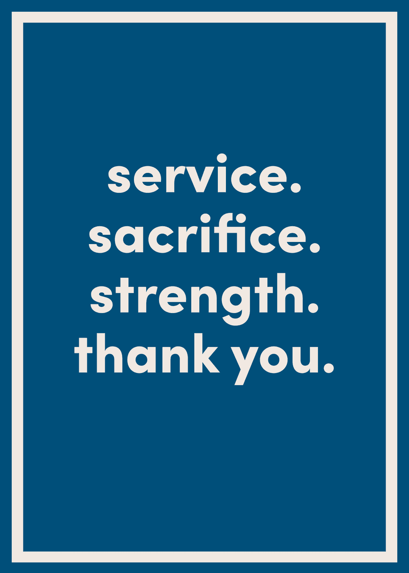 Thank You For Your Sacrifice Greeting Card G8