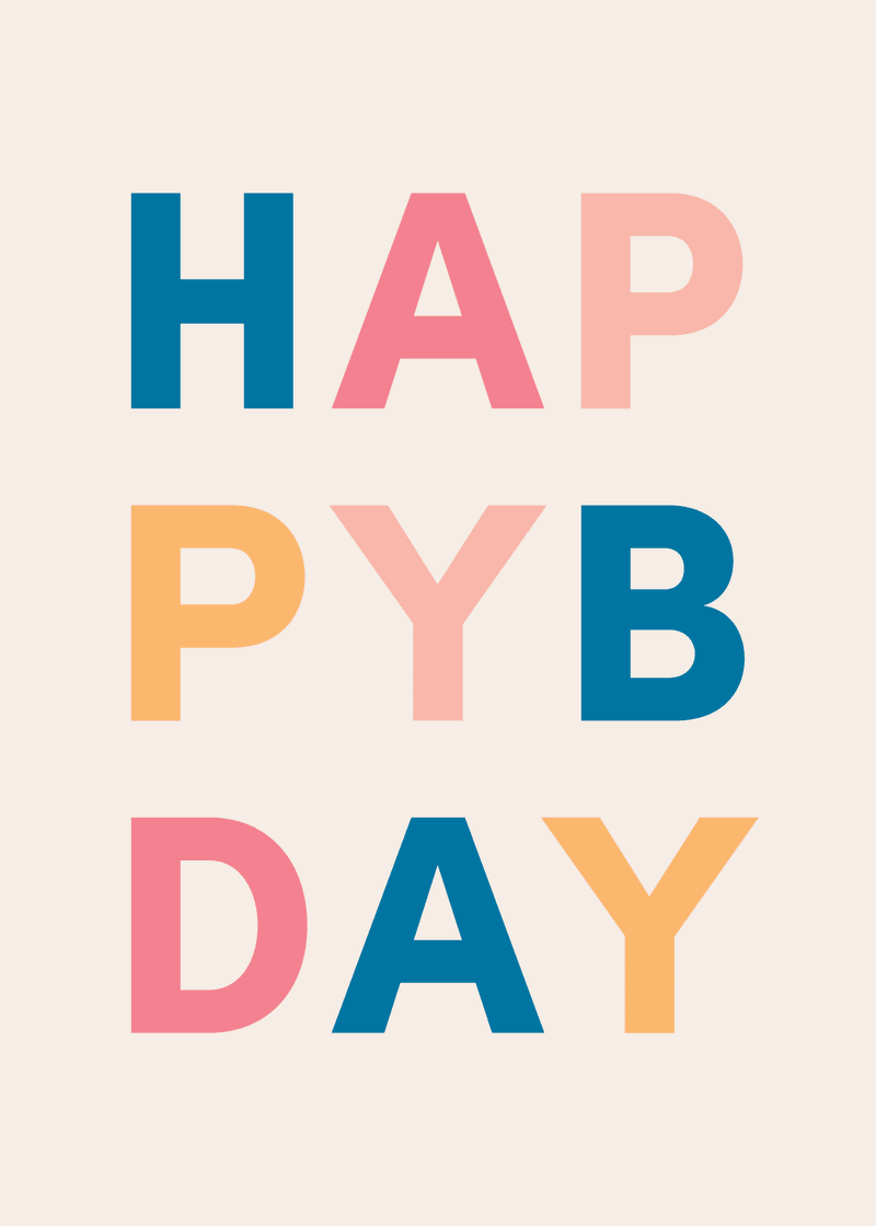 Happy Birthday Letters Greeting Card A4