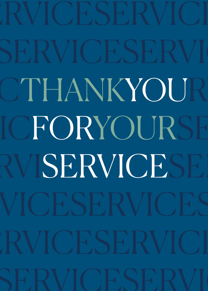 Thank You For Your Service Greeting Card Z9