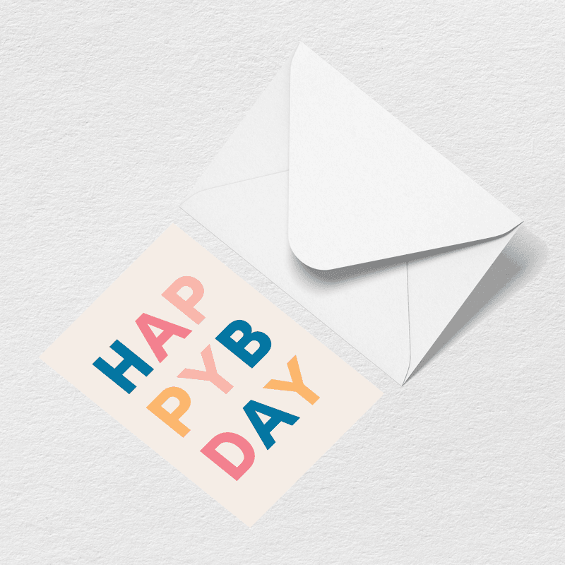 Happy Birthday Letters Greeting Card A4